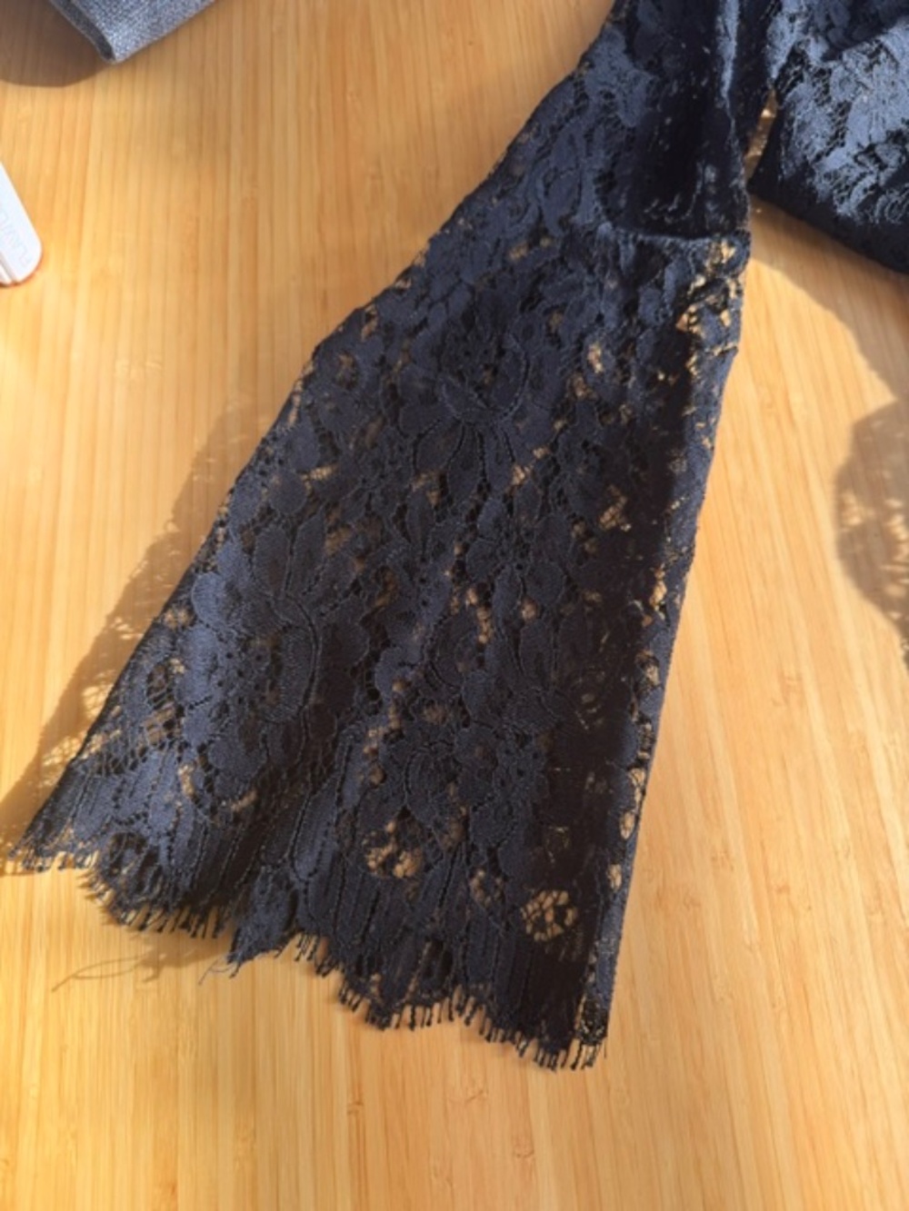 Only Hearts BLACK SHEER LACE DRAPE LONG SLEEVE BODYCON DRESS_Size Small - Picture 4 of 8